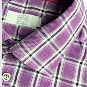 ETON contemporary purple checkered   cotton shirt Sz 17.5 /44